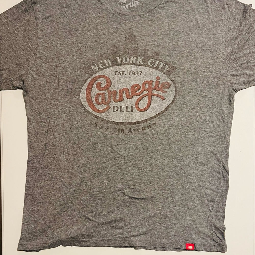 Gray Vintage Carnegie Deli Short Sleeve Tee with Retro Logo